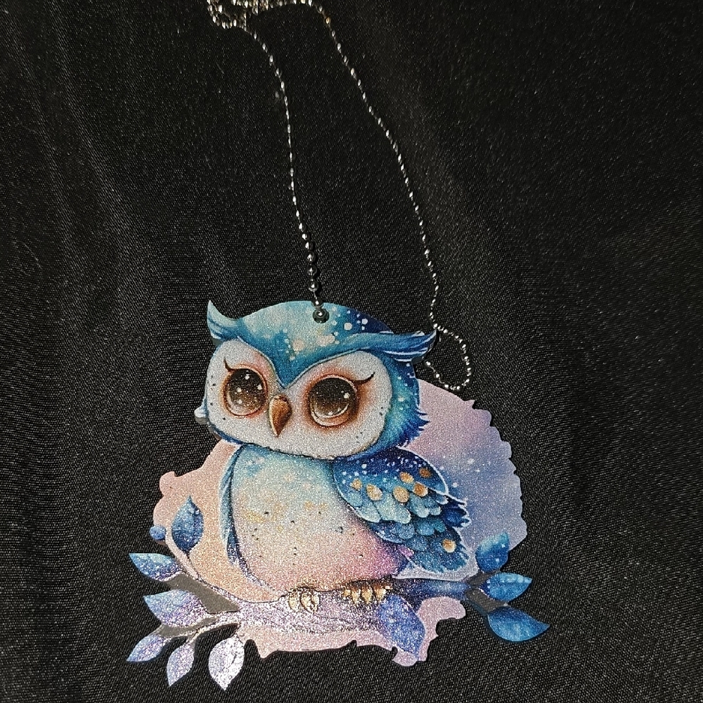 Blue Baby Owl Car Decor